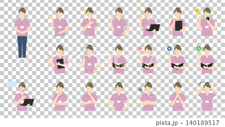 Female Nurse Icon Set (Vector Illustration Material) Female Nurse Icon Set (Vector Illustration Material) 140189517