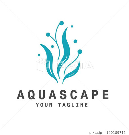 Aquatic Seaweed Plant Bubbles Logo Vector Design 140189713