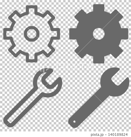 Vector gear and wrench icon set 140189824