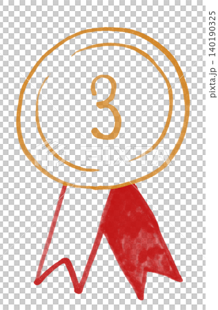 Ranking material medal design with number 3 drawn with a soft marker Ranking material medal design with number 3 drawn with a soft marker 140190325