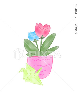 折り鶴の付いた花 140190467