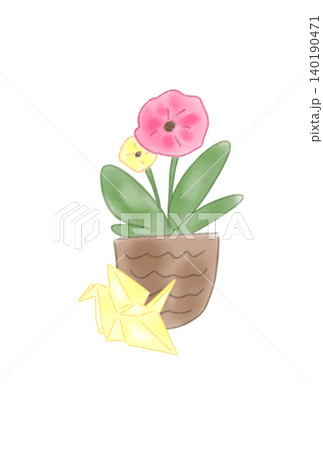 折り鶴の付いた花 折り鶴の付いた花 140190471