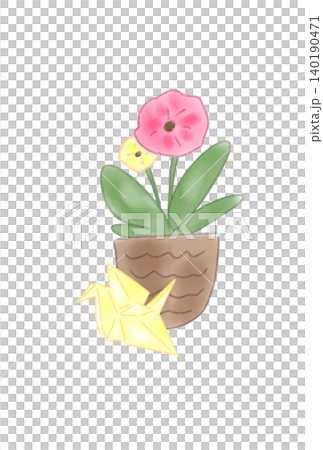 折り鶴の付いた花 折り鶴の付いた花 140190471