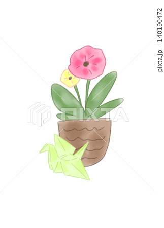 折り鶴の付いた花 140190472