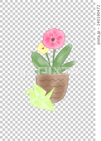 折り鶴の付いた花 140190472