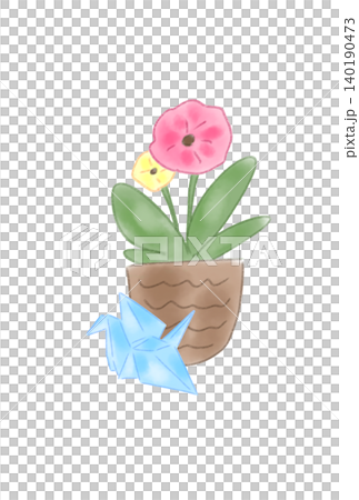 折り鶴の付いた花 140190473
