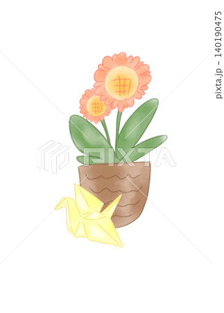 折り鶴の付いた花 140190475