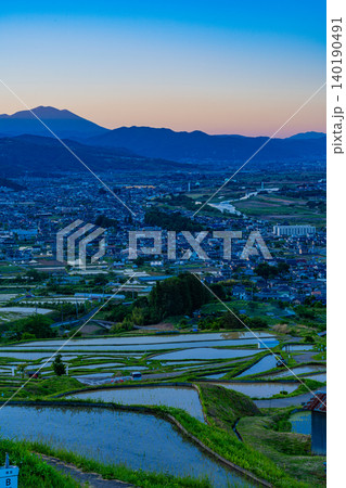 【長野県】姨捨の棚田 夕景 【長野県】姨捨の棚田 夕景 140190491