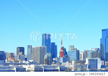 東京都港区、東京の町並みと東京タワーの風景 東京都港区、東京の町並みと東京タワーの風景 140191627