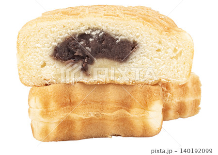 taiyaki with red bean paste isolated on white background taiyaki with red bean paste isolated on white background 140192099