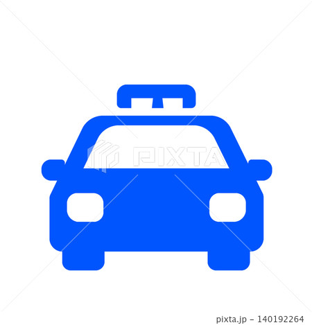 タクシー乗り場や送迎を表す車アイコン（青） 140192264