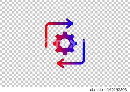 Gradient Gear With Rotating Arrows Icon Representing Update, Sync, Automation and Workflow Processes Gradient Gear With Rotating Arrows Icon Representing Update, Sync, Automation and Workflow Processes 140192808