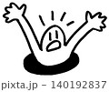 沼に落ちる人物。救助要請。ゆるい手書きの棒人間。 140192837