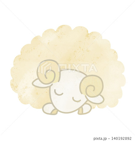 もこもこした羊の手描きイラスト素材 もこもこした羊の手描きイラスト素材 140192892