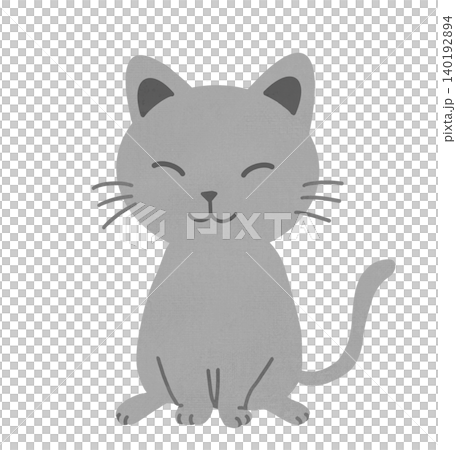 Hand-drawn illustration of a sitting gray cat. Hand-drawn illustration of a sitting gray cat. 140192894