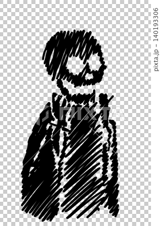 Spooky Skeleton Halloween Illustration in Hand Drawn Sketch Style Spooky Skeleton Halloween Illustration in Hand Drawn Sketch Style 140193306