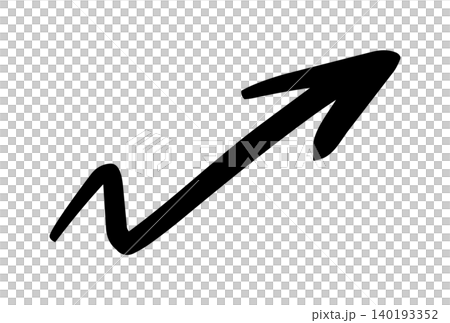 Hand-drawn upward curved arrow vector, black. Hand-drawn upward curved arrow vector, black. 140193352