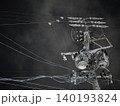 夜空に伸びる電柱と電線の静寂なシルエット風景 140193824