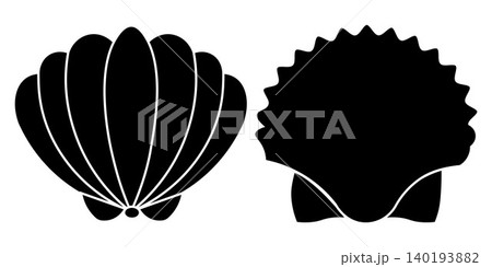 Seashell Silhouette Icon Collection Isolated on White Background 140193882