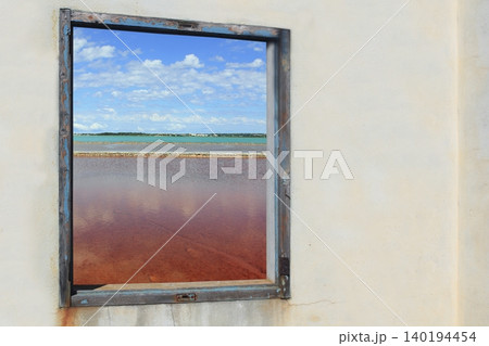 Ses salines formentera view from wooden window Ses salines formentera view from wooden window 140194454