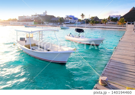 Puerto Morelos beach boats pier Mayan Riviera Puerto Morelos beach boats pier Mayan Riviera 140194460
