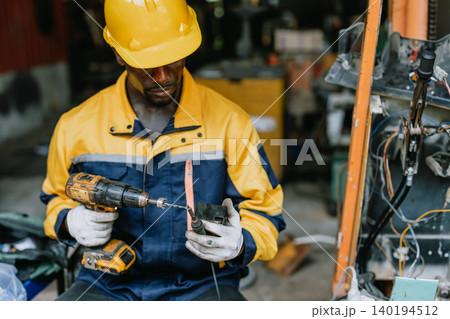 Professional African black Engineer male worker work industry, fix service vehicle machine Professional African black Engineer male worker work industry, fix service vehicle machine 140194512