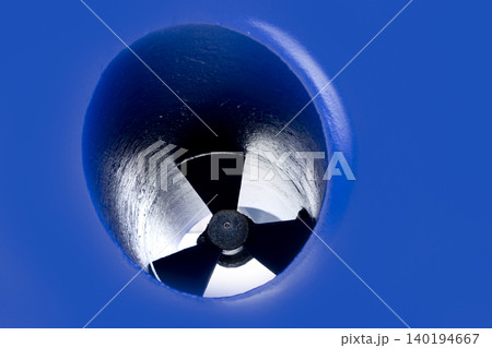 boat bow thruster propeller detail painted in blue 140194667