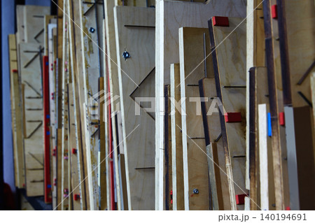 Dye punching paper machine in wood board Dye punching paper machine in wood board 140194691