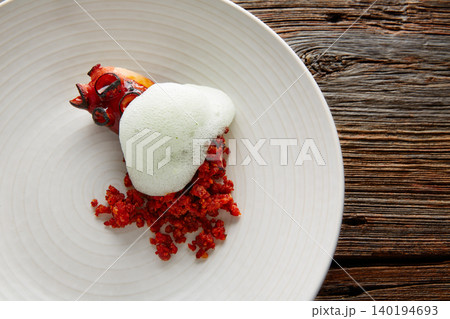 Grilled octopus with parsley air foam Grilled octopus with parsley air foam 140194693