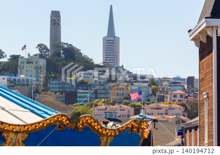 San Francisco Coit Tower from fairground California 140194712