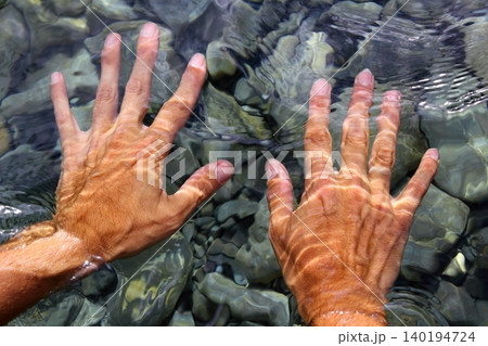 hands underwater river water wavy shapes hands underwater river water wavy shapes 140194724