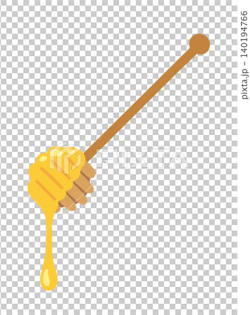 A wooden honey dipper and delicious-looking honey dripping down. 140194766