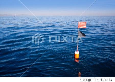 Longliner and trammel net buoy with flag pole 140194813