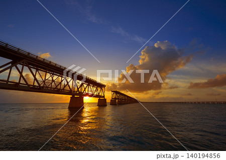 Florida Keys old bridge sunset at Bahia Honda Florida Keys old bridge sunset at Bahia Honda 140194856