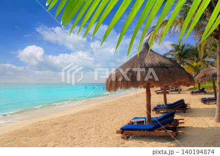 Mayan Riviera beach palm trees sunroof Caribbean Mayan Riviera beach palm trees sunroof Caribbean 140194874