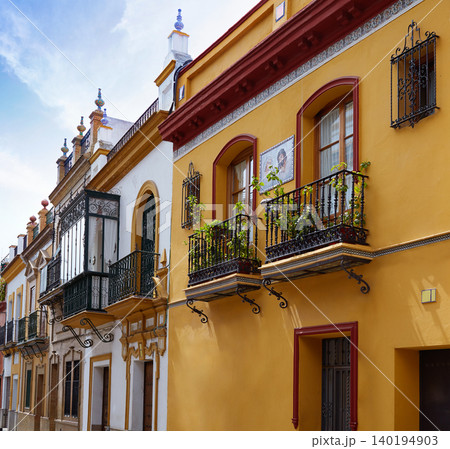 Triana barrio of Seville facades Andalusia Spain 140194903
