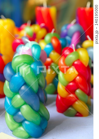 colorful braided candles handcraft texture pattern 140195000