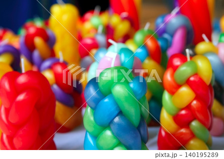 colorful braided candles handcraft texture pattern colorful braided candles handcraft texture pattern 140195289