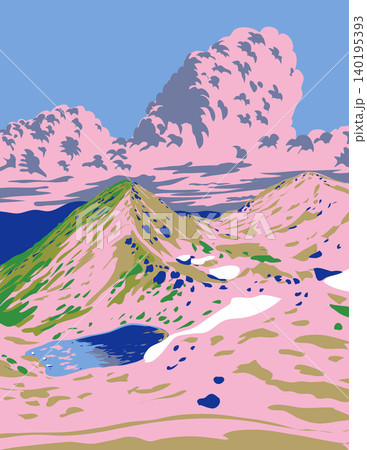 Mount Haku in Hakusan National Park Japan WPA Poster Art 140195393