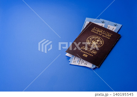 Qatar passport for travelling, flying and doing business. Qatari document Qatar passport for travelling, flying and doing business. Qatari document 140195545