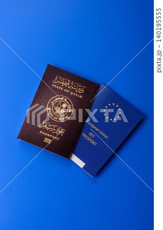 Qatar passport for travelling, flying and doing business. Qatari document Qatar passport for travelling, flying and doing business. Qatari document 140195555