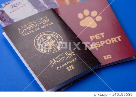 Qatar passport for travelling, flying and doing business. Qatari document Qatar passport for travelling, flying and doing business. Qatari document 140195559