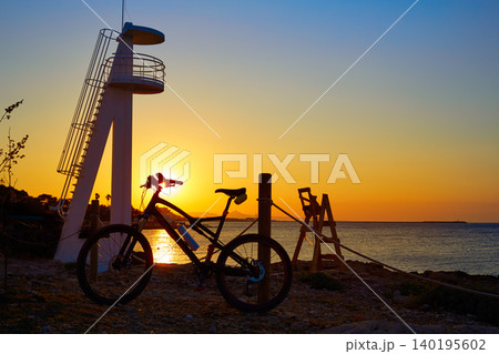 Denia beach las rotas with bicycle bike Denia beach las rotas with bicycle bike 140195602