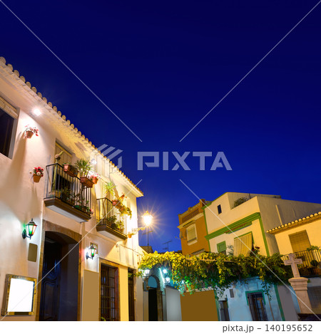 Denia old village sunset dusk in Alicante Spain 140195652