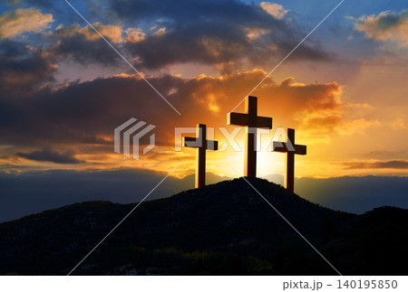 Crucifixion cross symbol of Golgotha Crucifixion cross symbol of Golgotha 140195850