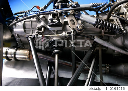 Formula one car engine detail Formula one car engine detail 140195916