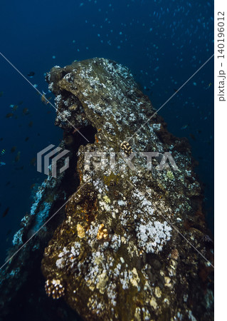 Underwater view with wreckship in Tulamben, Bali Underwater view with wreckship in Tulamben, Bali 140196012