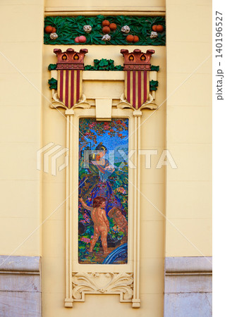 Valencia North railway station mosaic tiles facade 140196527