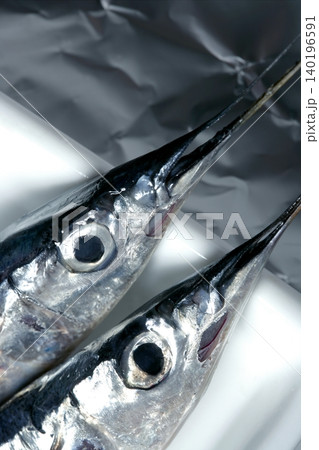 Needle fish, uncooked macro studio shot 140196591