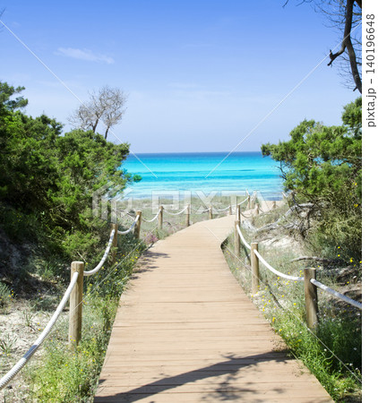 beach way to Illetas paradise beach Formentera beach way to Illetas paradise beach Formentera 140196648